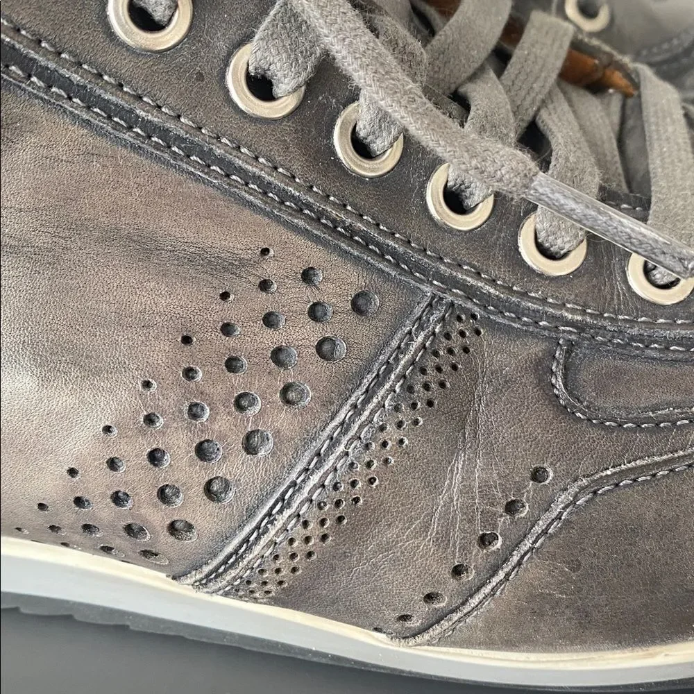 Magnanni Cristian Sneakers Distressed Gray Color Leather Lace-Up 9.5 Sleek
